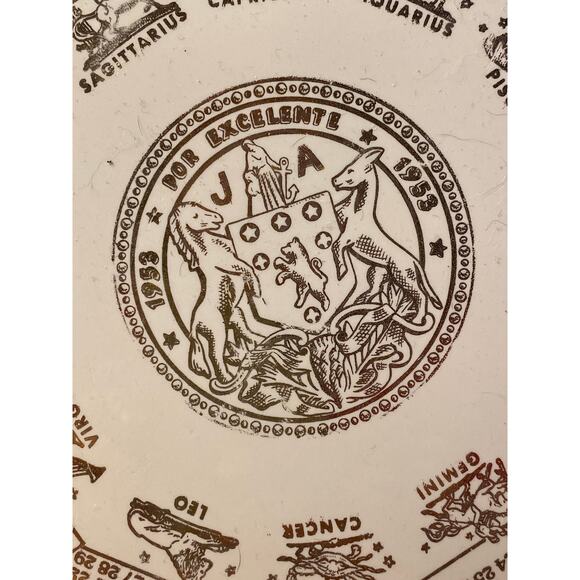Homer Laughlin Decorative 1953 Calendar Plate w/ months & Zodiac Signs 10 in - Picture 10 of 11